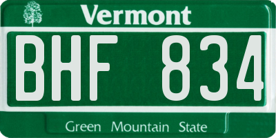 VT license plate BHF834