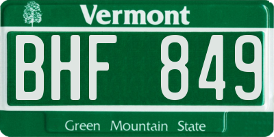 VT license plate BHF849