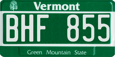 VT license plate BHF855