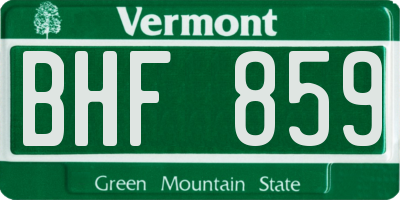 VT license plate BHF859
