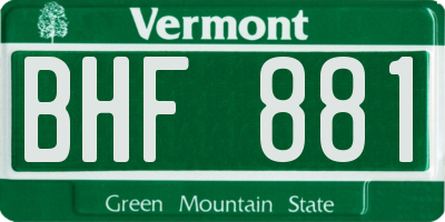 VT license plate BHF881