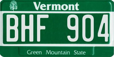 VT license plate BHF904