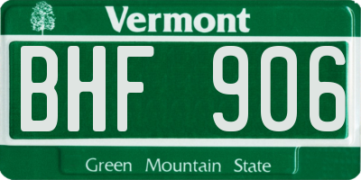 VT license plate BHF906