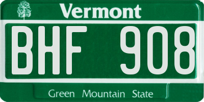 VT license plate BHF908