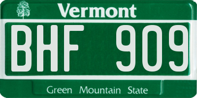 VT license plate BHF909