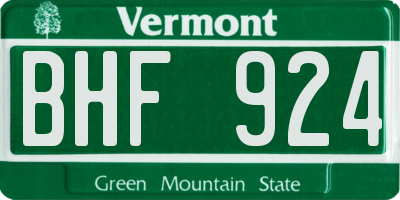 VT license plate BHF924