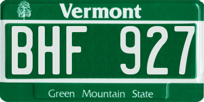 VT license plate BHF927