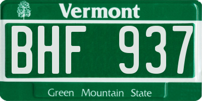 VT license plate BHF937