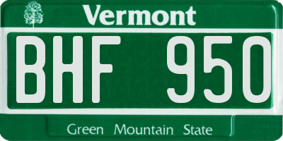 VT license plate BHF950