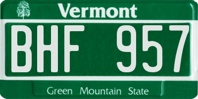 VT license plate BHF957