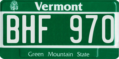 VT license plate BHF970