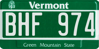 VT license plate BHF974