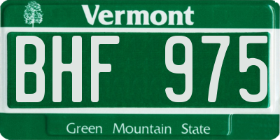 VT license plate BHF975
