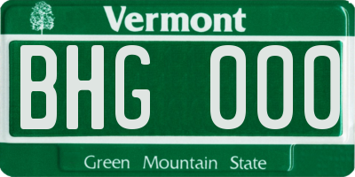 VT license plate BHG000