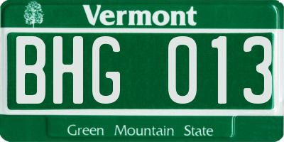 VT license plate BHG013