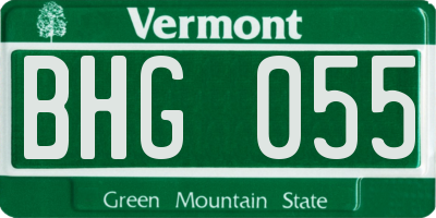 VT license plate BHG055