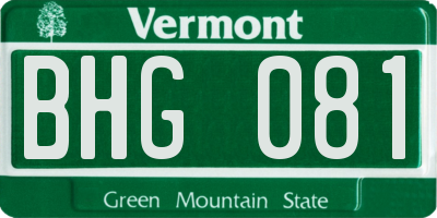 VT license plate BHG081