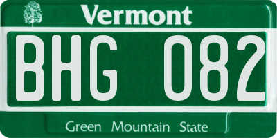 VT license plate BHG082