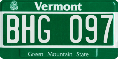 VT license plate BHG097