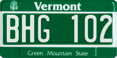 VT license plate BHG102