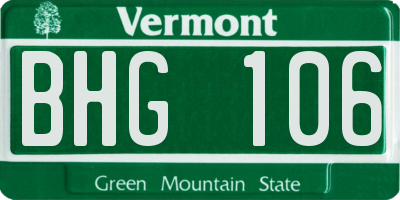 VT license plate BHG106