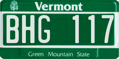 VT license plate BHG117