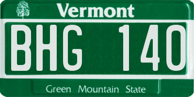 VT license plate BHG140