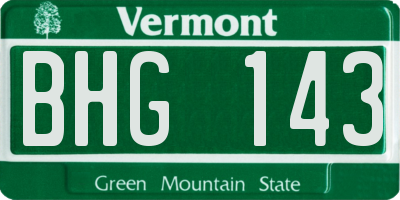 VT license plate BHG143