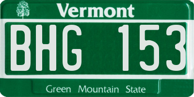 VT license plate BHG153