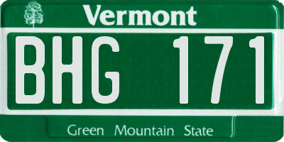 VT license plate BHG171
