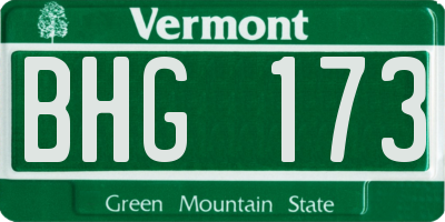 VT license plate BHG173