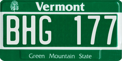 VT license plate BHG177
