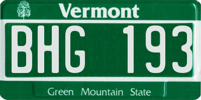VT license plate BHG193