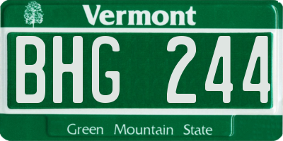VT license plate BHG244