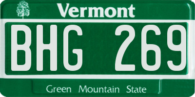 VT license plate BHG269