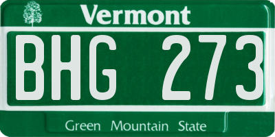 VT license plate BHG273