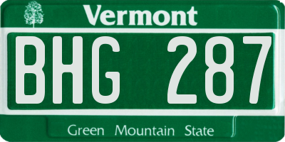 VT license plate BHG287