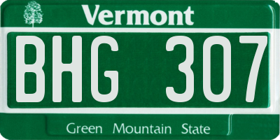 VT license plate BHG307
