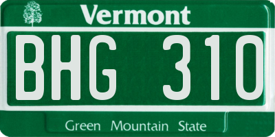 VT license plate BHG310