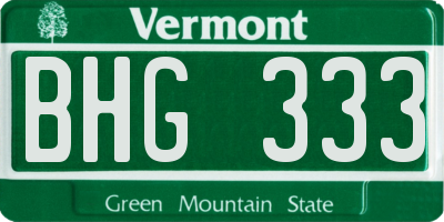 VT license plate BHG333