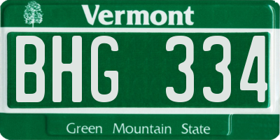VT license plate BHG334