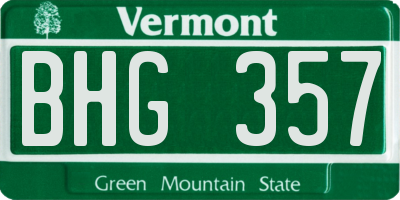 VT license plate BHG357