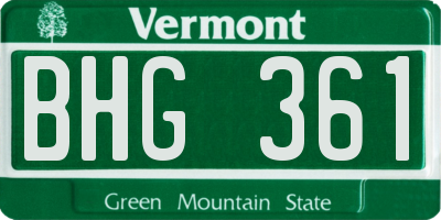 VT license plate BHG361