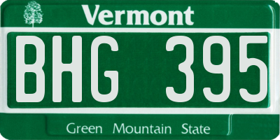 VT license plate BHG395