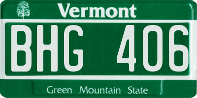 VT license plate BHG406