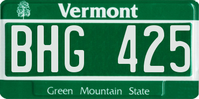 VT license plate BHG425