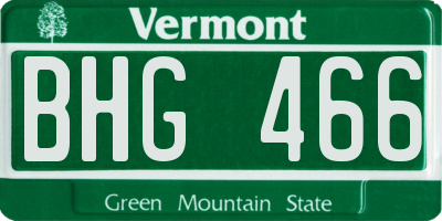 VT license plate BHG466