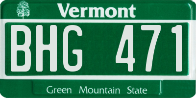 VT license plate BHG471