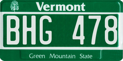 VT license plate BHG478