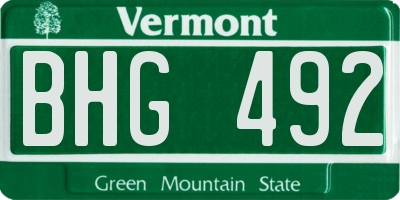 VT license plate BHG492